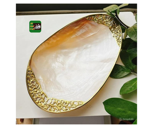 จานเปลือกหอยมุกที่เป็นเอกลักษณ์ของเปลือกหอยมุกจากเวียดนามสำหรับตกแต่งงานแต่งงานและของหวานผลไม้ที่มีสไตล์ - Product Image 1