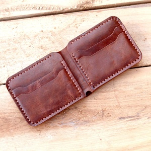 Cartera Plegable de Cuero Genuino Hecha a Mano Personalizada de Primera Calidad, con Bloqueo RFID, Cierre Abierto, Botón de Moda para Hombre, BFW-0155 - Product Image 1