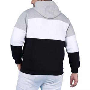 Paneled <b>Hoodie</b> <b>Men's</b> Color Block Hooded Neck FullSleeve <b>Navy</b> and White Cotton Tshirt Boys Colourblocked Sweatshirt - Product Image 2