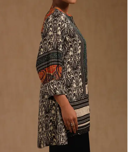 Multi Color impreso mujeres Kurta único indio y pakistaní ropa vestido mujeres con ajuste suelto negro étnico Casual diario Top - Product Image 5