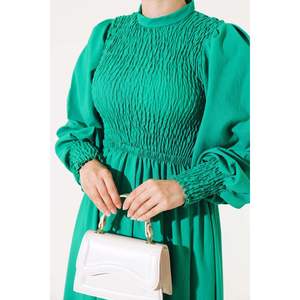 Robe Gipel à Taille Élastique Vert - Product Image 1