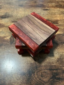 ที่รองแก้วไม้อะคาเซียทำด้วยมือถาดรองแก้วไม้สำหรับเครื่องดื่มชาเรซินสำหรับโต๊ะกาแฟ - Product Image 5