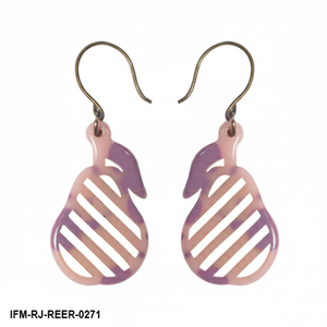 ชุดเครื่องประดับเรซิ่นลายทางสีม่วงและดำสุดอินเทรนด์ สร้อยคอจี้ทรงกลมเรขาคณิตและต่างหูสำหรับเธอ - Product Image 3