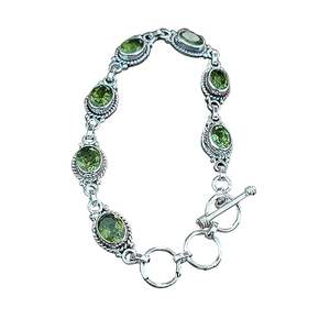 กำไลข้อมือสตรีพลอยเพอริโดต์ธรรมชาติสำหรับวันคริสต์มาสงานหมั้นกำไลข้อมือเงินสเตอร์ลิง925 - Product Image 2