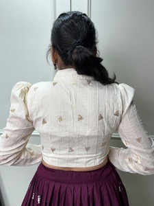 New Pure Cotton <b>Material</b> Embellished with Lucknow Work with Beautiful Hand-made Heavy Tassels Lehenga Choli for Online Sale - Product Image 4