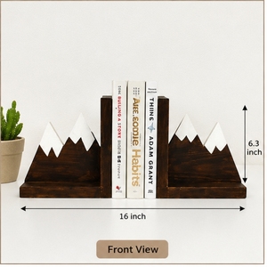 Wooden <b>Mountain</b> Bookends Geometric Minimalist Design 16x6.3 Inch Durable Home Decor for Living Room Tabletop Display - Product Image 1