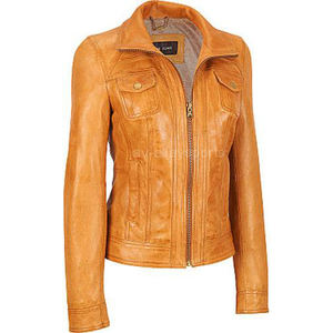 Customized Eco-Friendly Vintage Women's XL Leather Autumn Finished Breathable <b>Sheep</b> <b>Skin</b> <b>Jacket</b> with Cotton Lining - Product Image 1