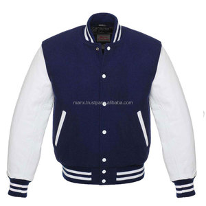 Veste universitaire unisexe à logo personnalisé, manches en cuir, collège, baseball, style letterman, veste noire à fermeture éclair décontractée, ODM - Product Image 2