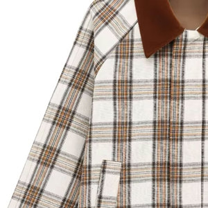 Chaqueta estilo capa a cuadros informal de calidad profesional para mujer con cuello vuelto para primavera y otoño, hecha en Pakistán. - Product Image 4
