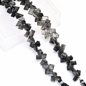 AAA + rutilo negro 6x9mm-7x11mm Pepita facetada Cuarzo rutilado Natural piedras preciosas semipreciosas corte escalonado cuentas caídas para joyería - Product Image 1