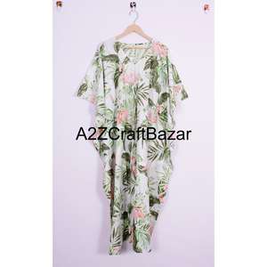 Caftán Casual de Verano al por Mayor en 100% Algodón Puro, Sexy, de Media Manga, Estilo Urbano con Estampado Geométrico Hecho a Mano para Chica - Product Image 6