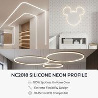Tube vide en silicone pour profil néon, série 6-15 mm, avec diffuseur flexible à montage sur le dessus du PCB pour bande LED