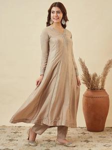 Ready To Wear Stitched Vichitra <b>Silk</b> With Embroidery Work Modern Look Ethnic Set Affordable Price Bulk Orders - Product Image 2
