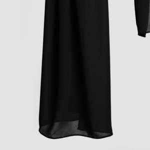 Hijab Basique GAI pour Filles, Style Ethnique Floral d'Été, Tissu en Chiffon Modal Polyester Viscose Coton Lin Imprimé Numérique Noir - Product Image 3