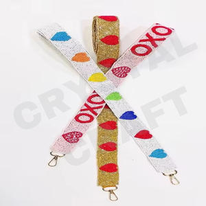 Correa de cuentas múltiple personalizada para bolsos, correas de monedero con cuentas de semillas de oro blanco, accesorio de moda - Product Image 1