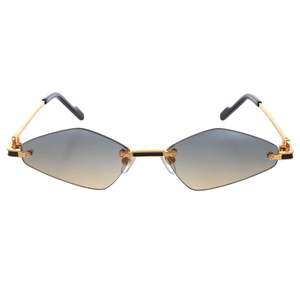 Lunettes de soleil géométriques sans monture de luxe avec monture en métal doré et verres noirs dégradés pour hommes et femmes - Product Image 5