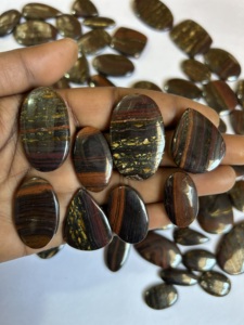 Cabujón de piedras preciosas de ojo de tigre de hierro Natural de grado AAA, mezcla de tamaños y formas, piedras preciosas sueltas, Ojo de tigre de hierro para hacer joyas, - Product Image 3