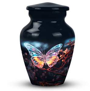 Urne papillon rayonnante mémorial papillon rougeoyant pour cendres humaines avec nom noir crémation urne funéraire personnalisée papillon - Product Image 2