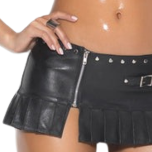 กระโปรงหนังสั้นรัดรูปผู้หญิง สีดำ แต่งลูกไม้ด้านหน้า สไตล์เฟติช สำหรับใส่ไปคลับ - Product Image 3