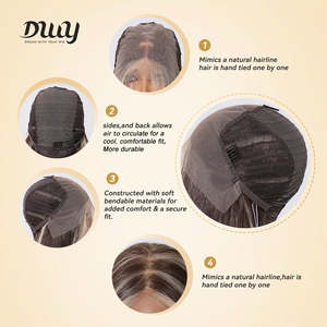 Perruque longue ondulée brune DWY Free Part avec dentelle transparente - Product Image 6