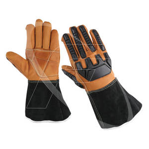 Gants de conducteur anti-impact en cuir de chèvre style pouce d'aile avec paume et dos imperméables gants industriels de sécurité TPR - Product Image 1