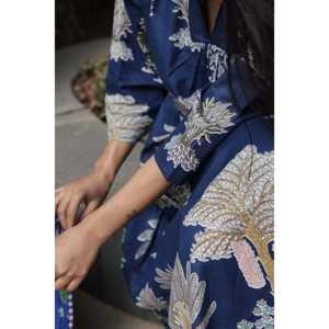 Robe de soleil bleue style palmier - Bohème, élégante, col carré, respirante, grandes tailles (du XS au 6XL) pour le bureau, les loisirs et les soirées - Product Image 5