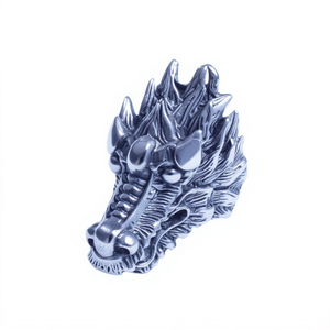 Bague de motard pour homme en acier inoxydable, tête de dragon, style bohème classique, taille 7-13, design géométrique incrusté, couleur argent SR91 - Product Image 2