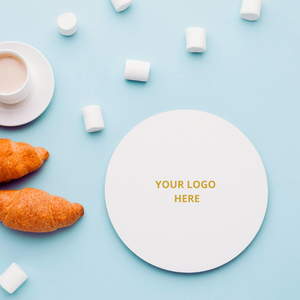 Posavasos de cuero regenerado personalizado de 100mm impreso digitalmente para restaurantes y eventos de hostelería - Product Image 4