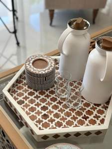 Bandeja de Madera con Incrustaciones de Nácar, Diseño Nuevo, para Servir Postres, Pasteles, Chocolate, Decoración para Ramadán y Eid Mubarak - Product Image 2