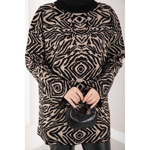 Pull en tricot à imprimé zèbre pour femmes, taille plus, tricot respirant pour l'automne et l'hiver, logo personnalisé, style décontracté - Product Image 4