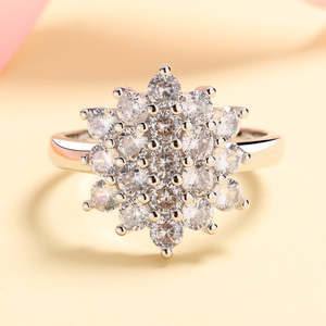 Sterling Silver Flower <b>Ring</b> with Swarovski <b>Crystals</b> - Product Image 2