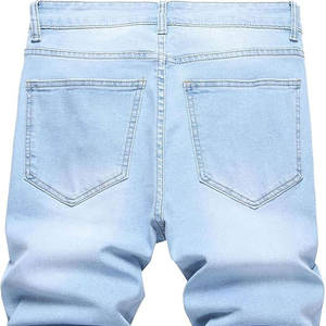 Vente en gros de shorts en jean 100% coton pour hommes avec design vieilli broderie de streetwear personnalisée motif solide toile - Product Image 3