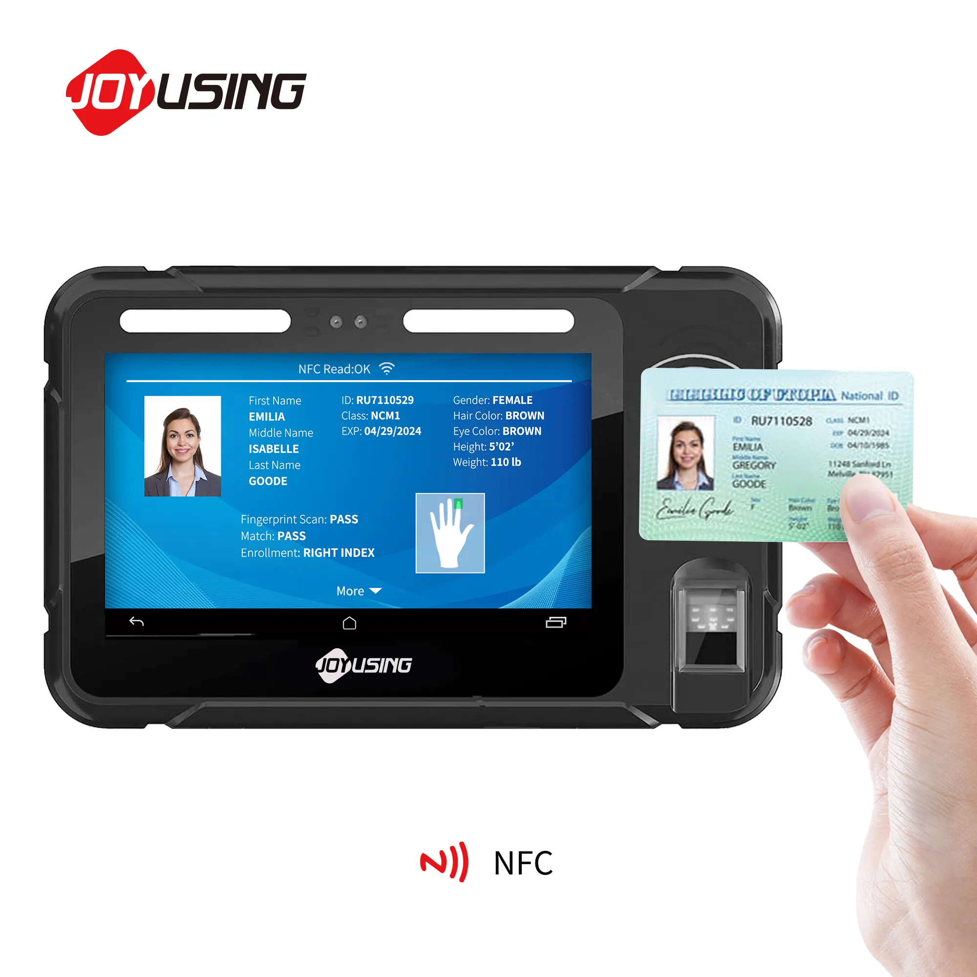 Tablette biométrique Mobile avec caméra, appareil de gestion des empreintes digitales NFC, organiseur d'identité National