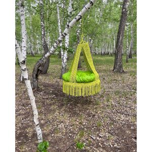 Silla Colgante de Macramé Hecha a Mano para Uso en Interiores y Exteriores, Columpio Redondo para Sala de Estar y Gimnasio, Silla Columpio Versátil - Product Image 2