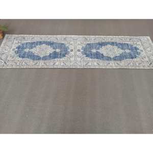 Tapis imprimé : Tapis antidérapant de style médaillon turc antique bleu pour salon, décoration intérieure, entrée, tapis gobelin - Product Image 1