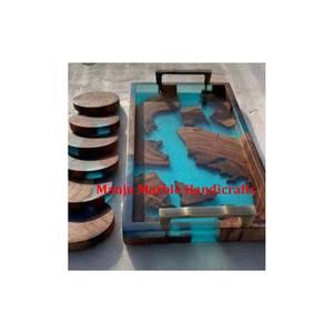 Produit personnalisé de qualité supérieure ensemble de sous-verres en bois naturel avec résine différents matériaux de forme carrée pour les articles de décoration de la maison - Product Image 2