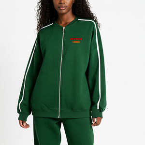 Custom <b>Embroidery</b> Logo Heavyweight Relaxed Fit Zip Front Hooded Women's <b>Sweatshirt</b> Streetwear Breathable 100% Cotton - Product Image 4