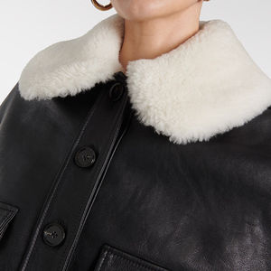 Veste en cuir pour femme, nouvelle collection, véritable cuir, col en peau de mouton, haute qualité, service personnalisé, rembourrage en coton, veste en cuir pour femme - Product Image 5