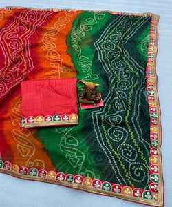 Dernière Fusion de Tradition Modernité Perle Travail Imprimé Volants Saree Mariages Les Plus Choisis Fêtes Surat Fabricant En Gros - Product Image 5