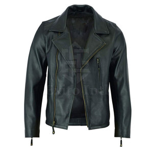 Chaqueta de cuero de alta calidad para hombre, ropa de moda de estilo callejero con logotipo personalizado y cuello levantado - Product Image 1