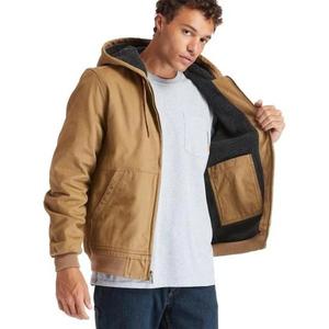 Customized Men's <b>Lined</b> Canvas Hooded <b>Jacket</b> Breathable Outdoor Winter Trucker <b>Jackets</b> <b>Sherpa</b> <b>Lined</b> Bomber Canvas <b>Jacket</b> for Men - Product Image 2