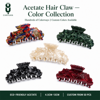 Pince à cheveux en acétate rouge et bleu mélangés CANYUAN, 10,5 cm, personnalisable avec gravure de logo, pinces à cheveux en acétate pour femmes