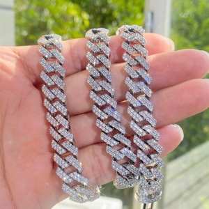 Collar de Cadena Cubana de Oro Blanco de 10K de 12 mm, Estilo Hip Hop de Lujo, Cadena de Eslabones Cubanos con Diamantes Cultivados en Laboratorio HPHT, Joyería Fina - Product Image 1