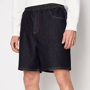 Shorts Bermuda en Denim Bleu Foncé pour Homme, Taille Mi-Haute, Fermeture Élastique, Style Décontracté avec Poches, Tissu 100% Coton Toile - Product Image 5
