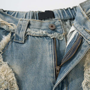 New Designer Men's Straight Jeans Pants Stylish Vintage Denim Washed Patchwork Street Wear <b>Fitting</b> for Summer Autumn OEM Service - Product Image 6