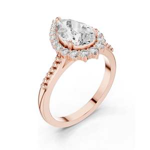 Bague de fiançailles pour femme avec halo de diamants de laboratoire taille poire de 2,14 carats, clarté VVS-VS EF, or 18 carats, 14 carats, 10 carats et argent 925, rose - Product Image 4