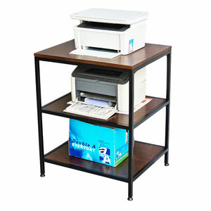 Soporte cuadrado para impresora de oficina, 60x50x73cm, 3 niveles, patas de metal y madera de caucho, KCPU68012 - Product Image 1