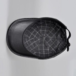 Nuevo 2024 gorra de béisbol de cuero genuino para hombre, sombrero de piel de vaca negro, Snapback, ajustable para hombre, Otoño Invierno, sombreros con visera de cuero Real - Product Image 5