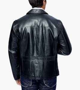 Chaqueta de Cuero Vacuno para Hombre, Corte Ajustado, Cuello Alto, Estilo Urbano, Ecológica, Informal, para Motociclistas - Product Image 2
