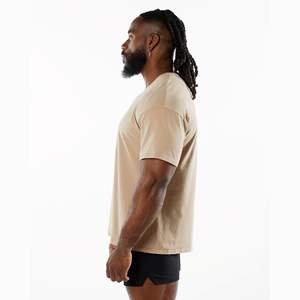 เสื้อยืดคอกลมผู้ชายผ้าคอตตอน94% 6% สแปนเด็กซ์แขนสั้น Raglan พอดีไหล่ตก - Product Image 3